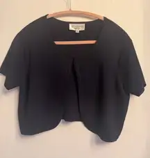 Studio I Petite Black Short Sleeve Cropped Cardigan Size 12P