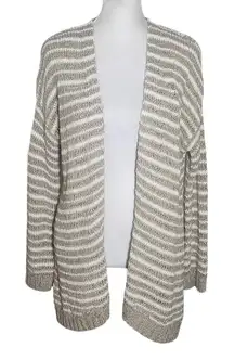 Soft Surroundings Tan and White Stripe Knit Cardigan Sweater Size Petite Small
