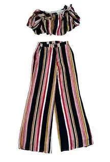 HOUSE OF HARLOW x REVOLVE Striped Crop Wide Leg Pants Set Size M