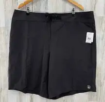Volcom Board Shorts Womens 20W Black‎ Polyester Cinch Fly NEW