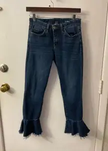 Blank NYC Fancy That Raw Hem Ruffle Crop Ankle Jean 27 Balletcore Coquette Girl