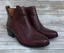 Vionic Ankle Booties Sz 9 Clara Boa Red Snake Reptile Heel Almond Toe Side Zip