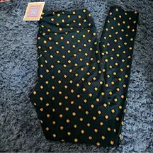 Lularoe leggings one size (2-10) green with yellow and pink design NWT