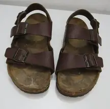 BIRKENSTOCK Arizona Dark Brown Double Buckle Sandals (please read for size)