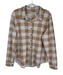 Aventura Thick Fall Flannel Shirt XL Orange Gray Plaid Recycled Polyester