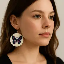 Y2K Fairycore Glitter Butterfly Statement Earrings Purple Blue Handmade