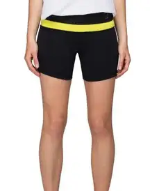 Lululemon Women's Size 4 Black Yellow Reversible Groove Biker Shorts