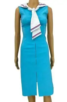 Bettie Page (XS) Vegas  VINTAGE Y2K Blue Sailor Pinup Rockabilly Dress