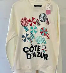 Peanuts Snoopy‎ Cote d'Azur Sweatshirt Off White NWT