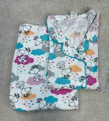 Munki Munki Peanuts Snoopy Cloud Hearts Pajama Set Size 1X