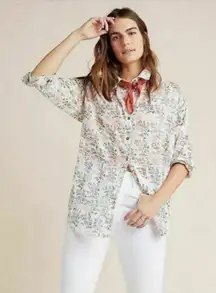 Anthropologie Enchanted Floral Button‎ Down Shirt Size XS Small