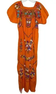 Embroidered Dress Orange‎