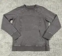 Lululemon Scuba Crew Neck Sweatshirt Womens 8 Taupe Gray Soft Washed Lunar Rock