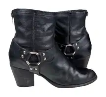 Frye Women’s Western 9 1/2 Black Leather Tabitha Harness Short Ankle Boots