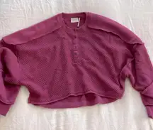 URBAN OUTFITTERS Out From Under Mel Cozy Crop Pieced Henley Sweater Top Small