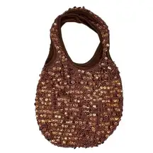 Bueno Collection Rust/Brown Sequined Hobo Purse  NWOT