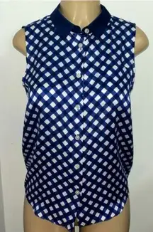 KATE SPADE ♠️ Silk Plaid Eyelet Classic Collar Button Up Blouse Sz 4 M