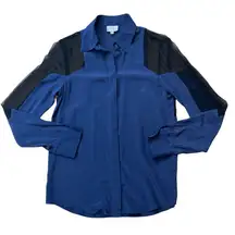 Parker Silk Blue and Black Button Down Shirt