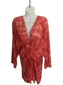 Victoria’s Secret Sheer Wrap Belted Short Robe OS Lounge Coral Sexy Cruise Vacay