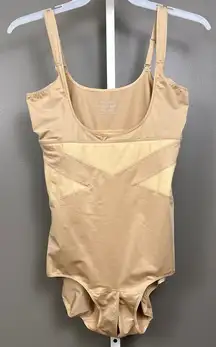 Cacique Open Bust Bodysuit Plus Size 18/20 Shapewear Shaper Beige Slimming