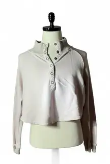 Free People Ribbed Mock Neck Snap Button Cropped Pullover Top Women's