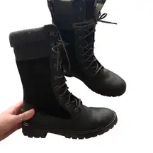 Kamik Black Waterproof Lace Up Winter Boots Women's 7 Winter Equestrian Grunge