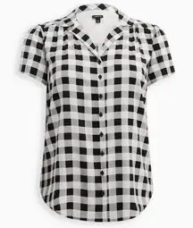 Torrid  Plaid Button-Up Shirt Womens 2x Black & White Checkered Short Sleeve Top