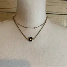 💸Double Banded Gold Necklace With Black Gemstone