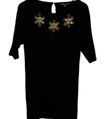 Adrienne‎ Vittadini Easy Luxe Beaded Neckline Tunic Sweater NWT