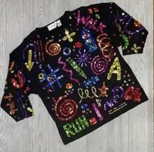 Vintage cotton cedars sequin crossing guard teacher school long sleeve shirt lg