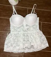 Rene Rofe white lace long flowy push up bralette sz large