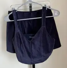Aerie 2 Piece Navy Cordory Velvety Tank Skort Set Large