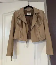 Faux Suede Fringe Cropped Jacket