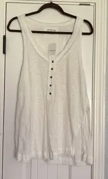 We the Free By Free People Ivory Button Front Tank Top Small Raw Hem Edge NWT