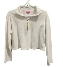 Stoney Clover Lane x Target Cropped Half Zip Sweatshirt in White‎ XS