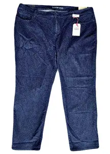 NWT Lands End Polka Dot Dark Denim Plus Size Jeans Fit 2 Straight Leg, Size 24W