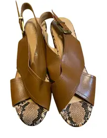 Dakota Chase DC-Nineth Cork Wedge Casual Slingback Sandals US Size 10M brown