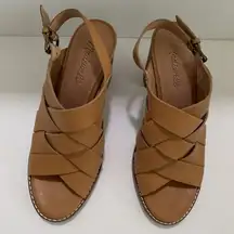 Madewell Cindy Braided Desert Camel Brown Sandals 7.5 Leather Shoes Excellent