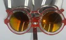 Petals and Peacocks Extasy‎ Red Round Reflective Sunglasses