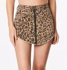 Carmar Women’s Leopard Print Beatrice Distressed Denim Short Mini Skirt Size 28