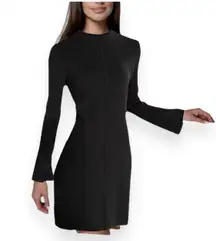 Mock Neck Mini Sweater Dress Black Size Medium New NWT