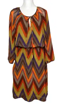 Banana Republic‎ Womens Size 8 Dress Orange Purple Western Chiffon Boho Peasant