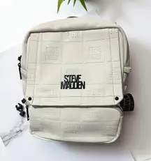 Steve Madden Backpack Purse Embossed‎ Logo White Adjustable Straps