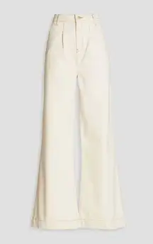 Triarchy Womens high-rise wide-leg jeans Ivory Organic Cotton Denim Pants Size 2
