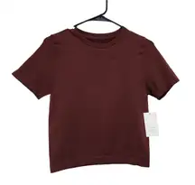 A New Day Brown Short Sleeve Tee Shirt Casual Top Stretchy Size Medium