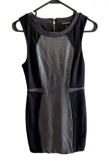 Express Black Silver Glitter Sleeveless Round Neck Short Sheath‎ Dress Size 6