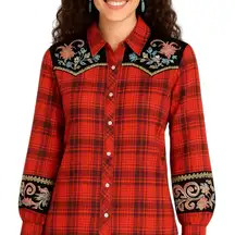 Johnny Was Esme Embroidered Western Shirt Pearl Snap NWT