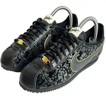 Nike  Classic Cortez Embossed Royalty Floral Black Velvet Metallic Gold WMNS Sz 8