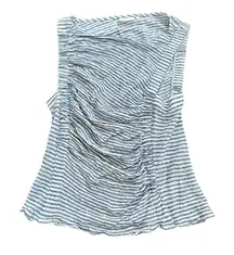 Deletta Blue and White Striped Tank Top Cotton Linen Blend Large