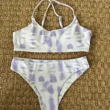 womens shein 2 piece bikini Purple white tie dye bathing suit swim Small